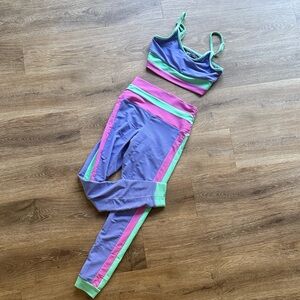 Beach Riot Lilac Active Set with Pink & Mint Stripe
